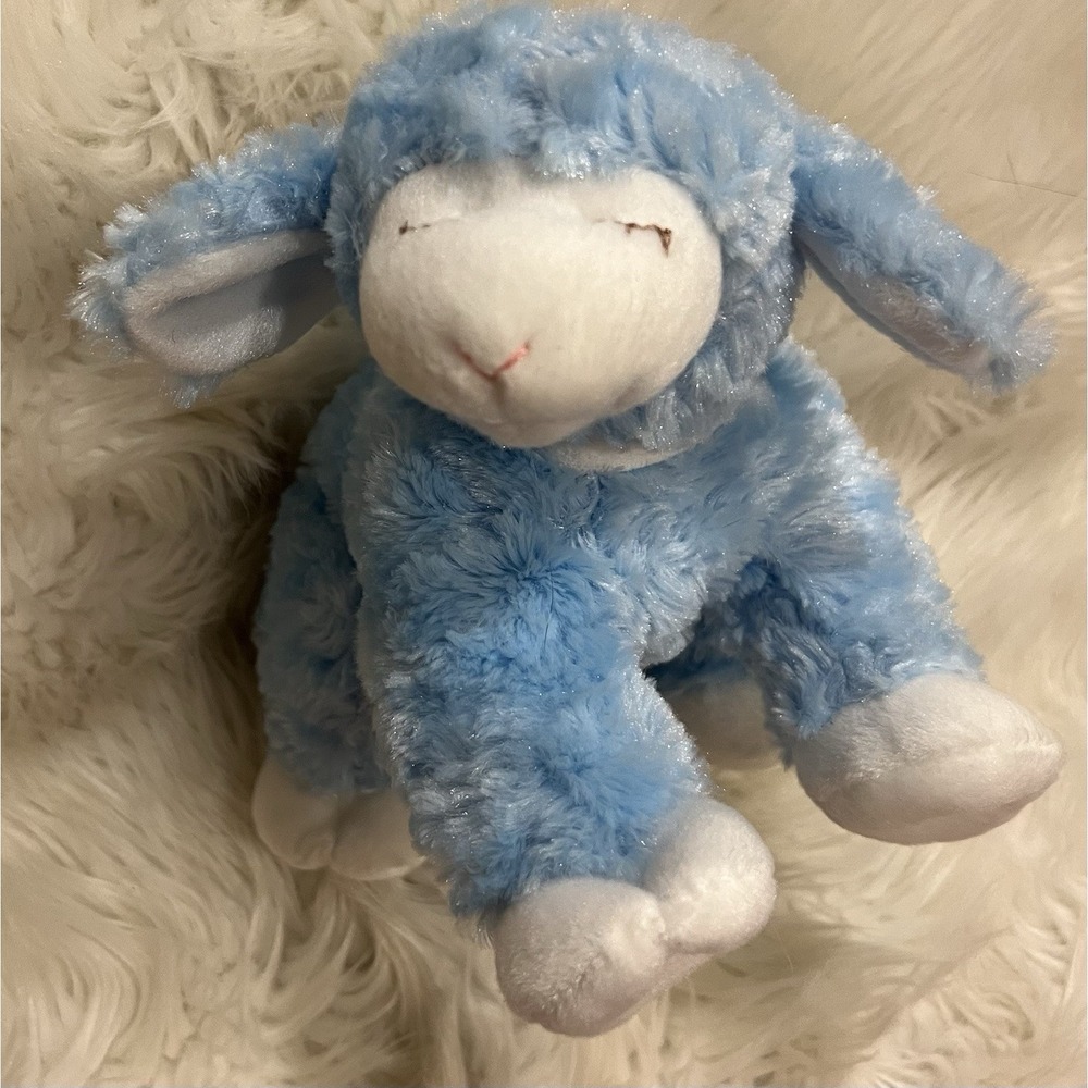 Baby Gund Winky Lamb Blue White Lovey 8" Plush Rattle Toy 320180 Stuffed Animal